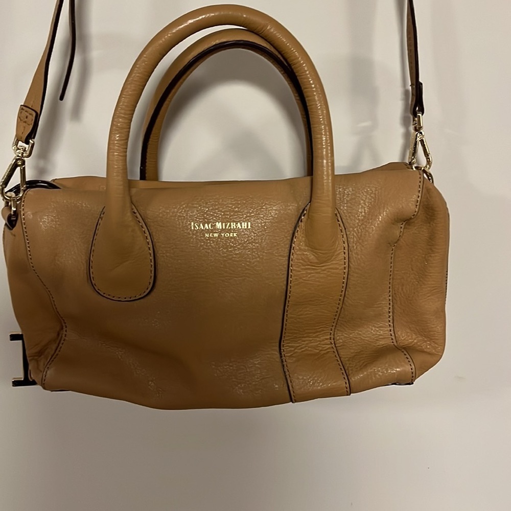 Isaac Mizerahi handbag caramel color long strap and short handles - Picture 2 of 13